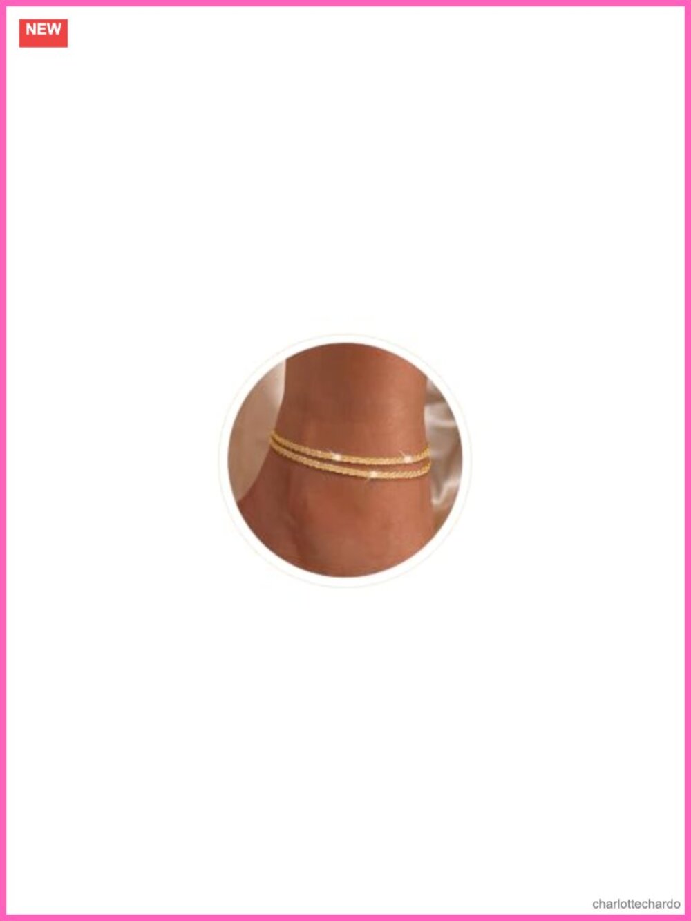 Layered Anklet for Women, Gold Plated & Silver, Adjustable